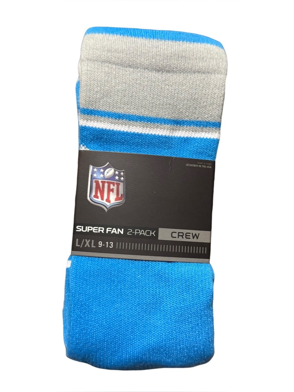 Detroit Lions Crew Socks 2 Pack L/XL 9-13